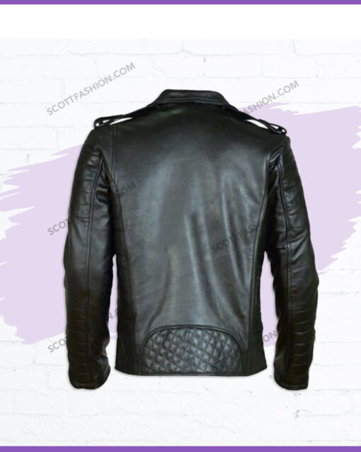 Double Breasted Padded Leather Jacket