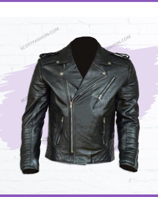 Double Breasted Padded Leather Jacket