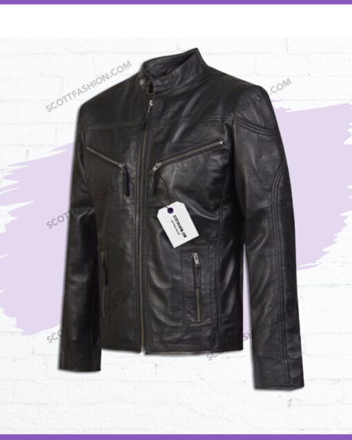 Leather Jacket with Zipper-Pockets