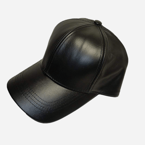 Black Leather Baseball Cap