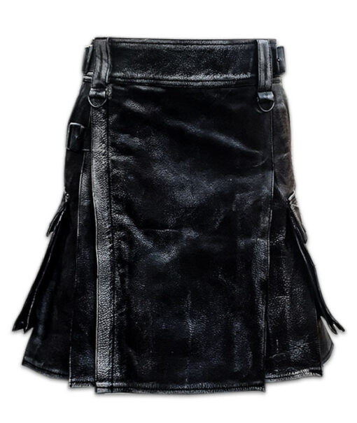 Black Waxed Leather Kilt