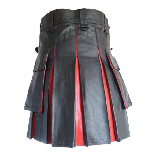Black and Red Leather Hybrid Kilt
