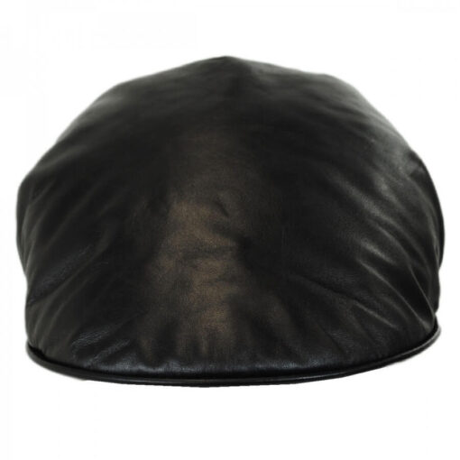 Black leather flat cap