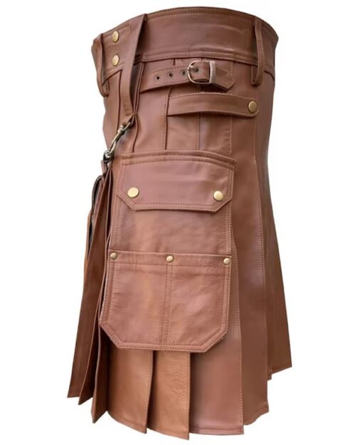 Brown leather Kilt with Sporran