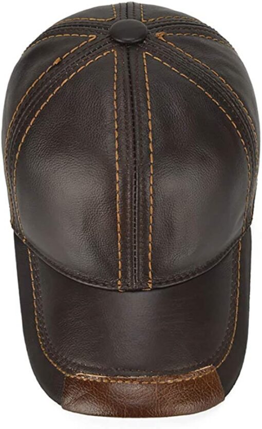 Cowhide Leather Baseball Cap for Mens