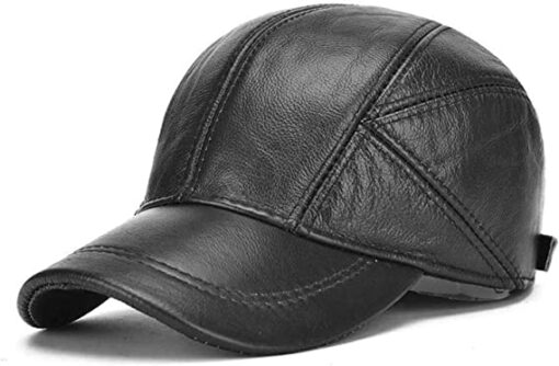 Cowhide Protect Ear Real Leather Adjustable Baseball Cap