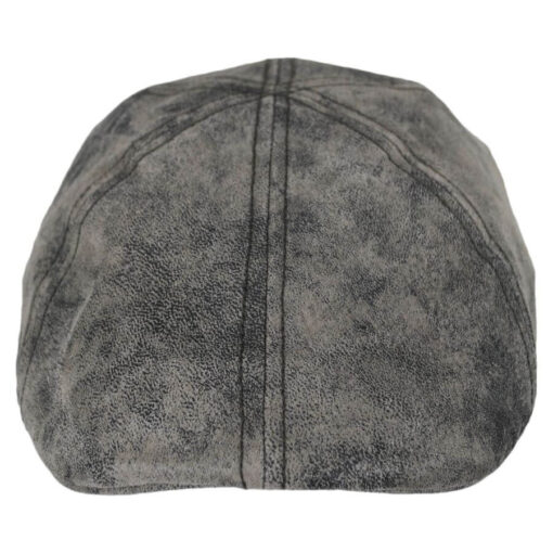 Distressed Leather Flat Cap for Men