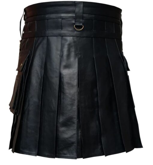 Genuine Black Leather Kilt for Sale