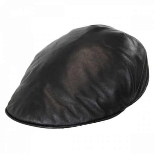 Lambskin Black leather flat cap
