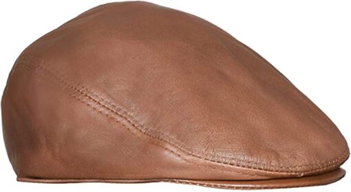 Lambskin Brown leather flat Cap