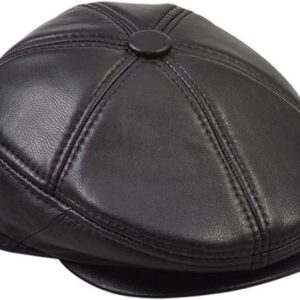 Men's Leather Flat Cap with Ear Flaps