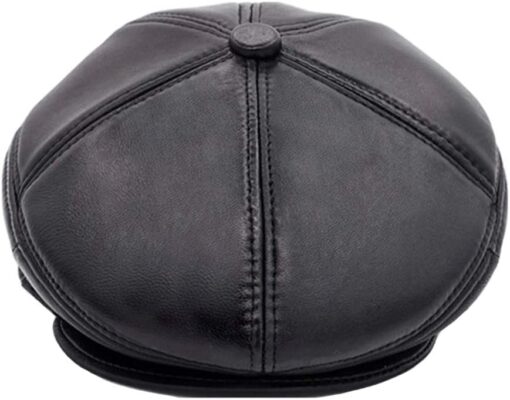 Leather Flat Cap with ear flaps for Men