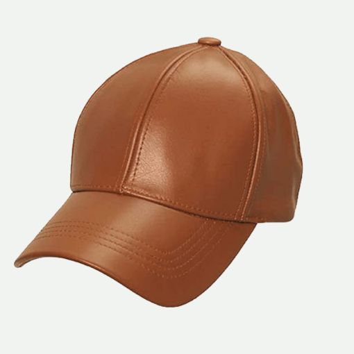 Light Brown Leather Baseball Cap