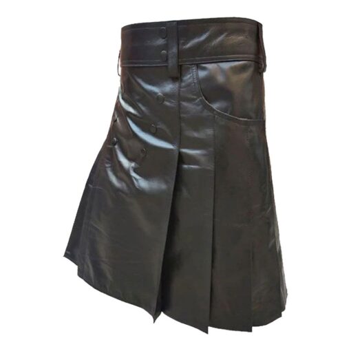 Modern Style Black Leather Kilt