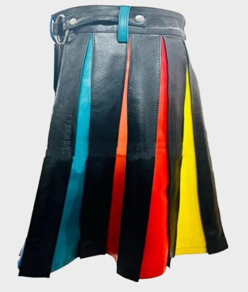 MultiColor Rainbow Leather Kilt