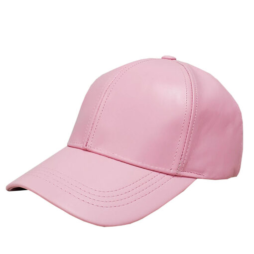 Pink Leather baseball Cap