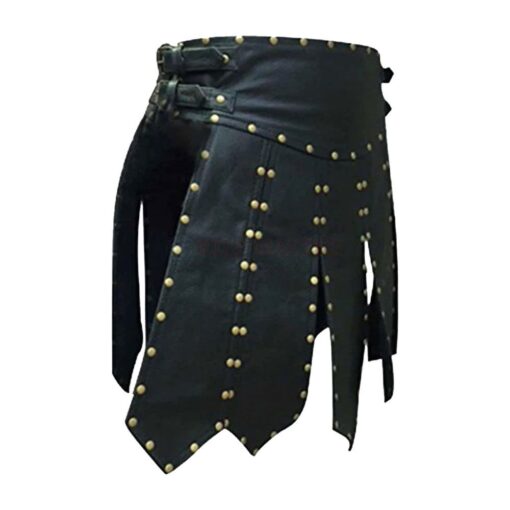 Roman Black Leather Kilt