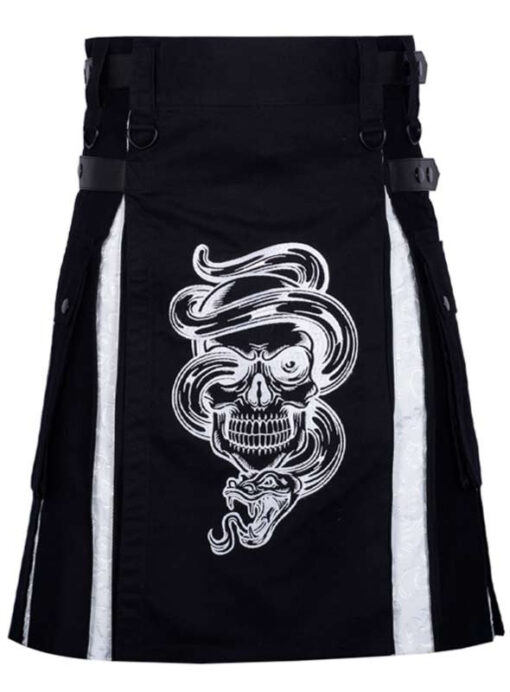 Skull Black & White Hybrid Kilt