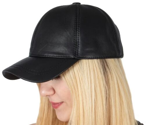 Womens leather baseball cap