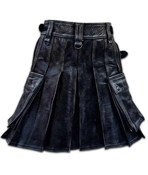 black-waxed-leather-kilt for Sale