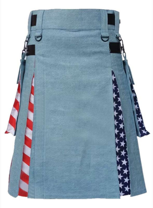 Blue Denim USA Flag Hybrid Kilt