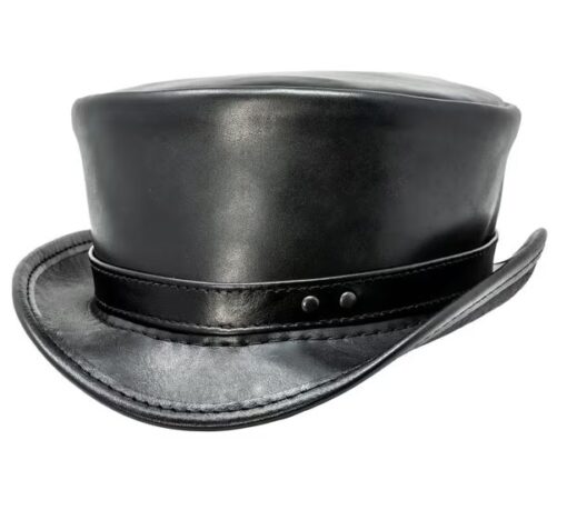 Black Leather Hat for Sale