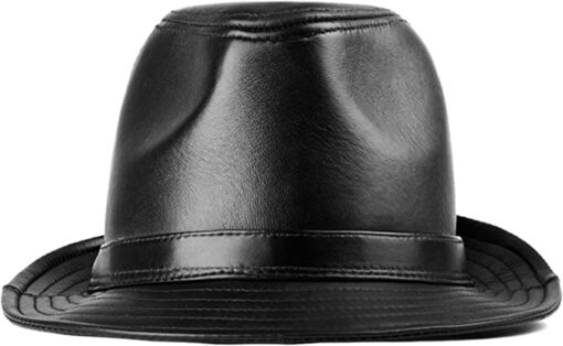 Black Leather fedora Hats