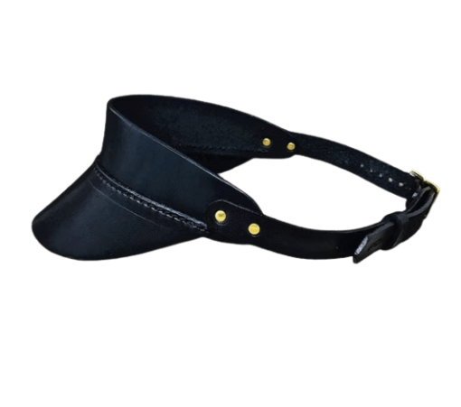 Black pure Leather visor cap