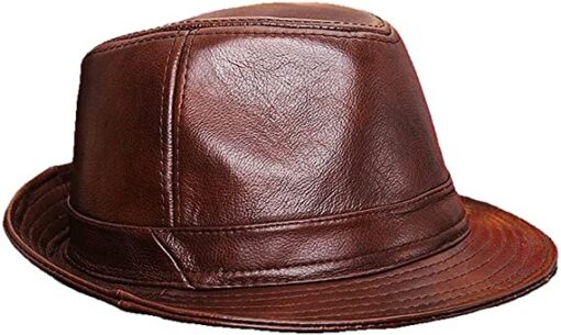 Brown Leather fedora hats