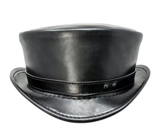 Men Black Leather Hat