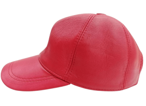 Red pure Leather Cap