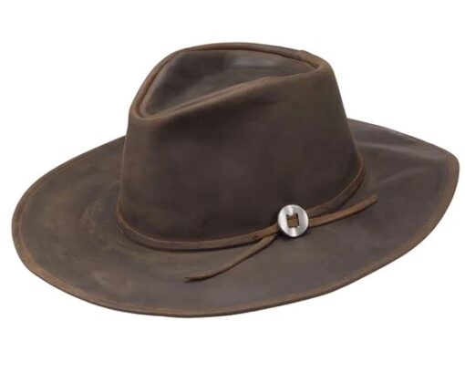 Wide brimmed leather hat