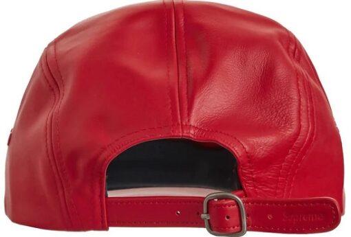 supreme leather cap red color