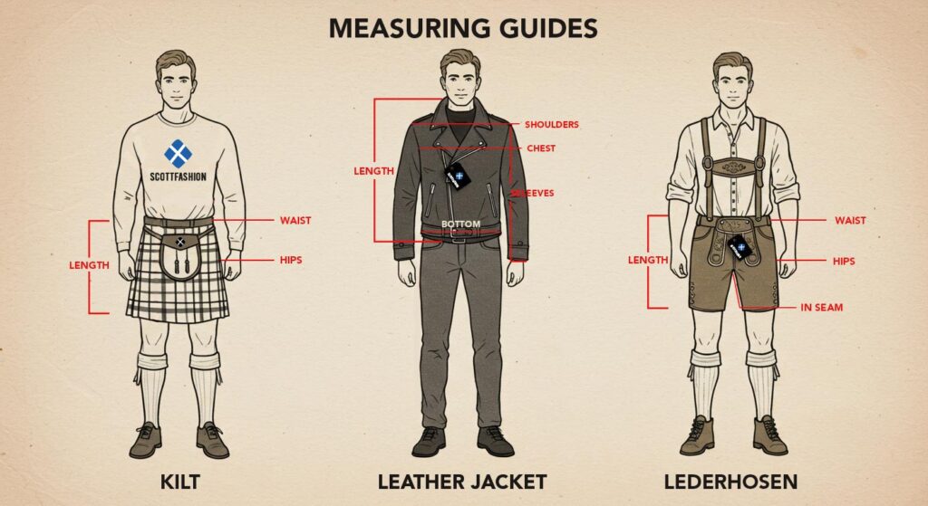 Kilt, Jacket & Lederhosen Size Chart